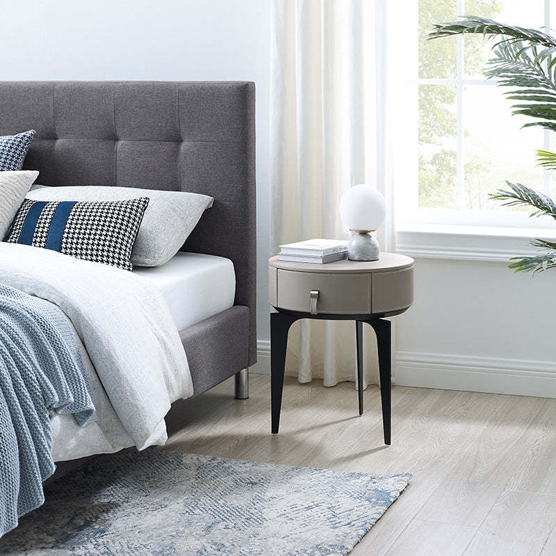 Modern Microfiber Leather Solid Wood Nightstand