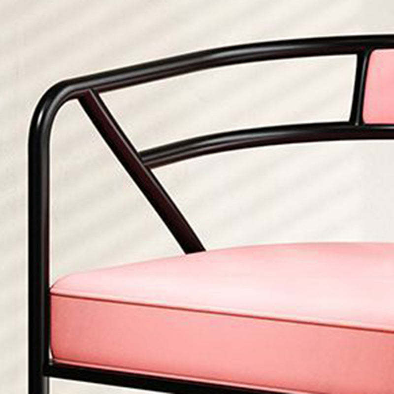 Industrial Suede Leather Curved Dining Chair — Black Frame / Black - Leather