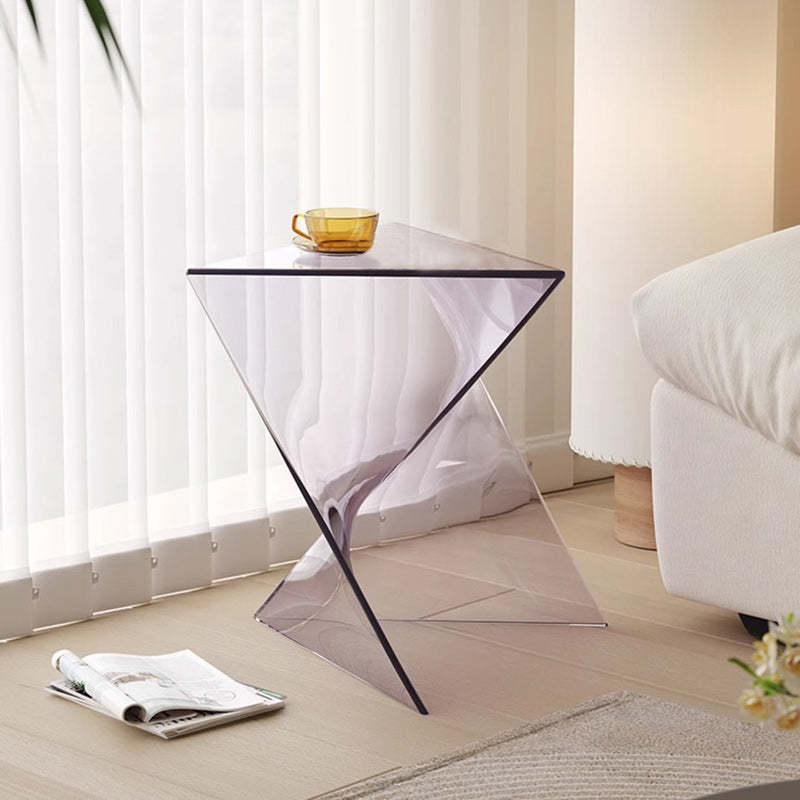 Triangle corner end & side tables in glass — Clear