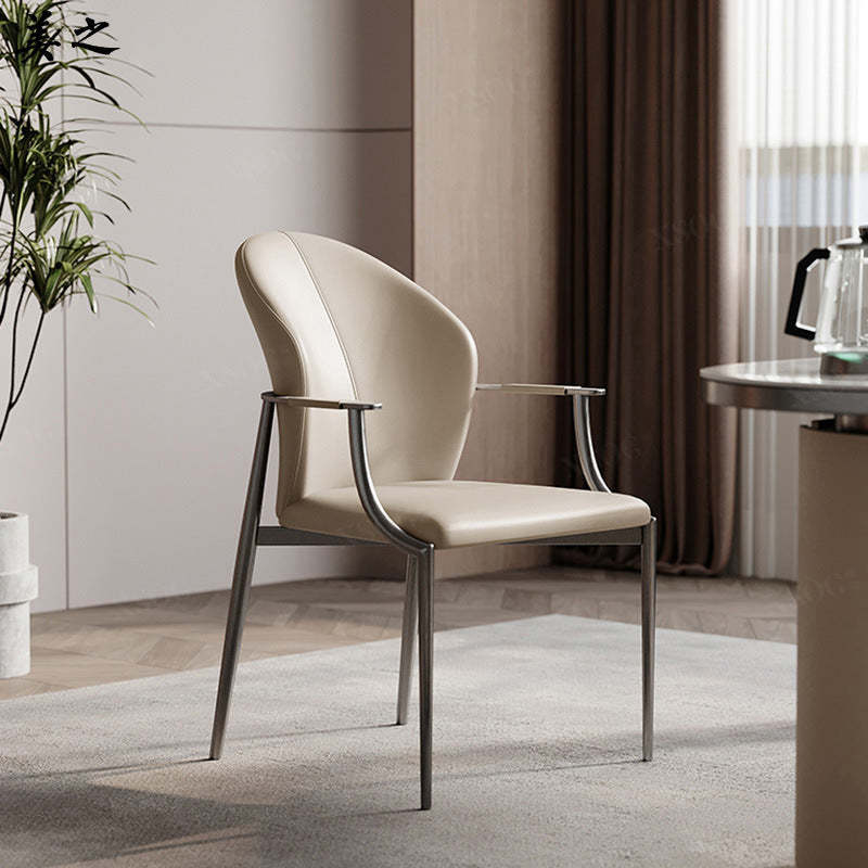 Modern Microfiber Leather Wraparound Dining Chair — Gold