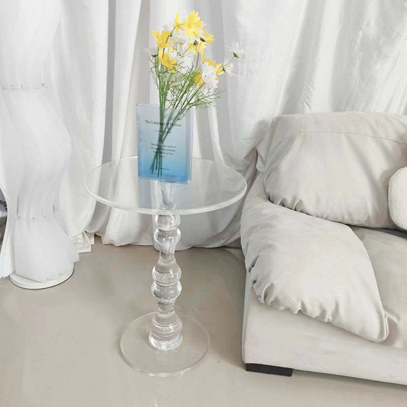 Minimalist Round Acrylic 1-Leg Coffee Table