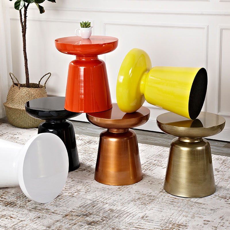 Scandinavian Round Disc Column End Table