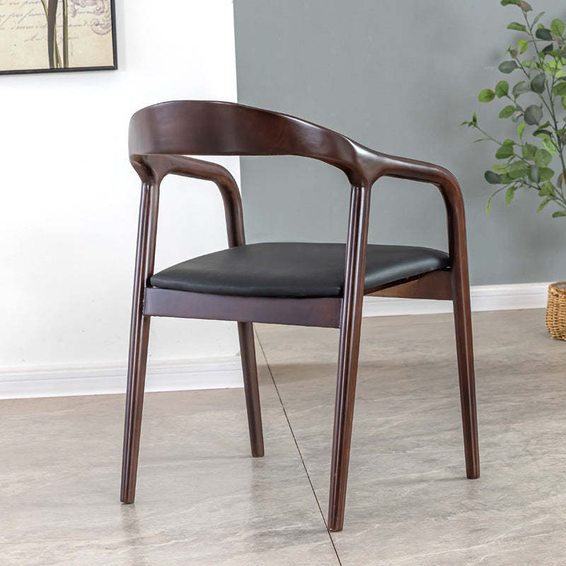 Vintage Leather Wood Upholstered Armchair