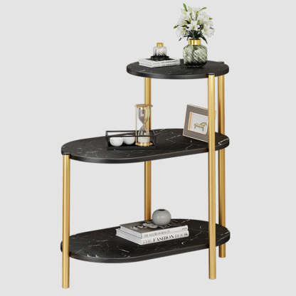 Contemporary Luxury Oval Iron Wood End Table