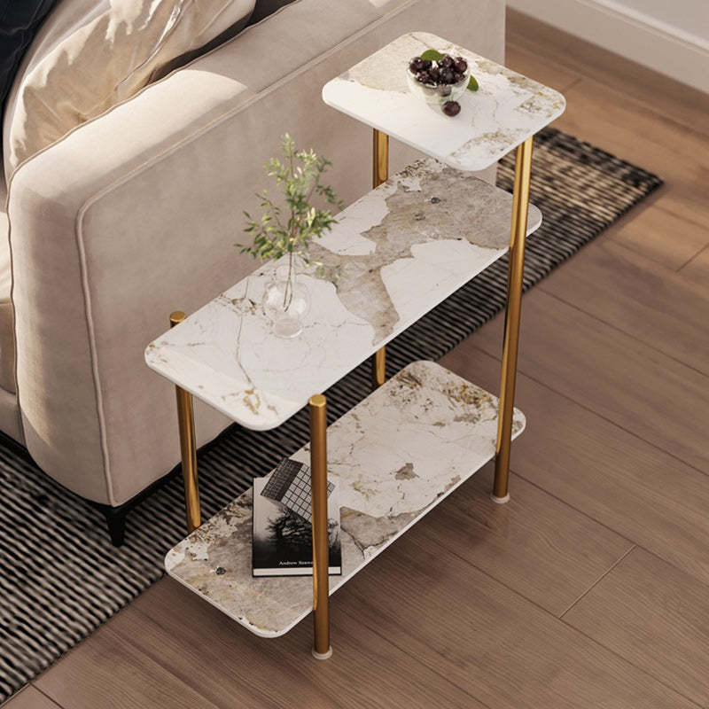 Scandinavian Rock Panel Steel 3-Tier Side Table
