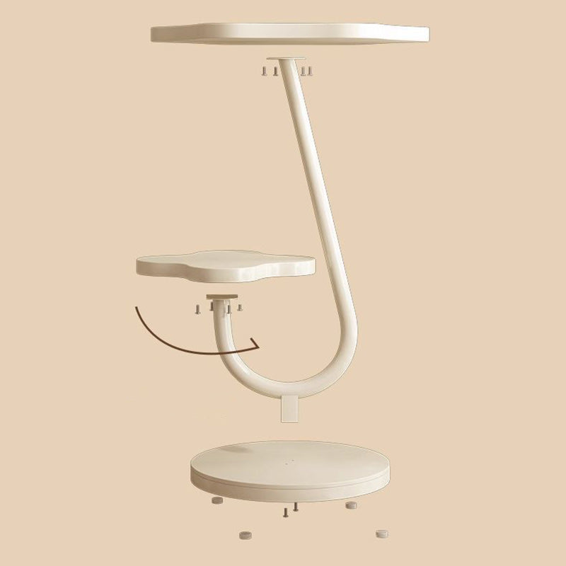 Minimalist Floral Wood Steel 2-Tier End Table
