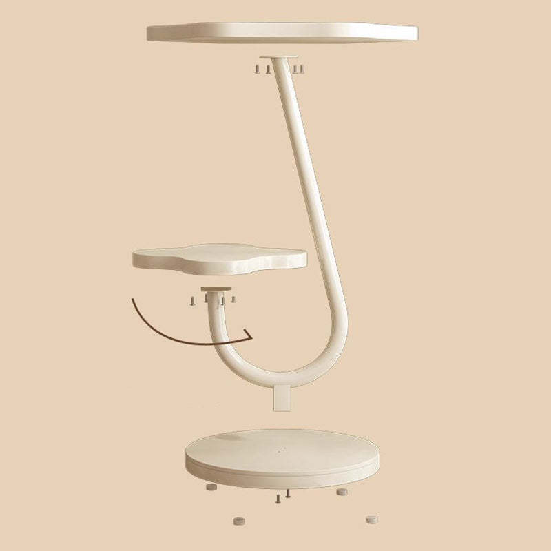 Minimalist Floral Wood Steel 2-Tier End Table