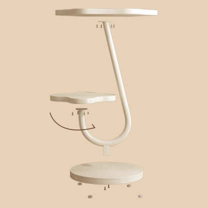 Minimalist Floral Wood Steel 2-Tier End Table
