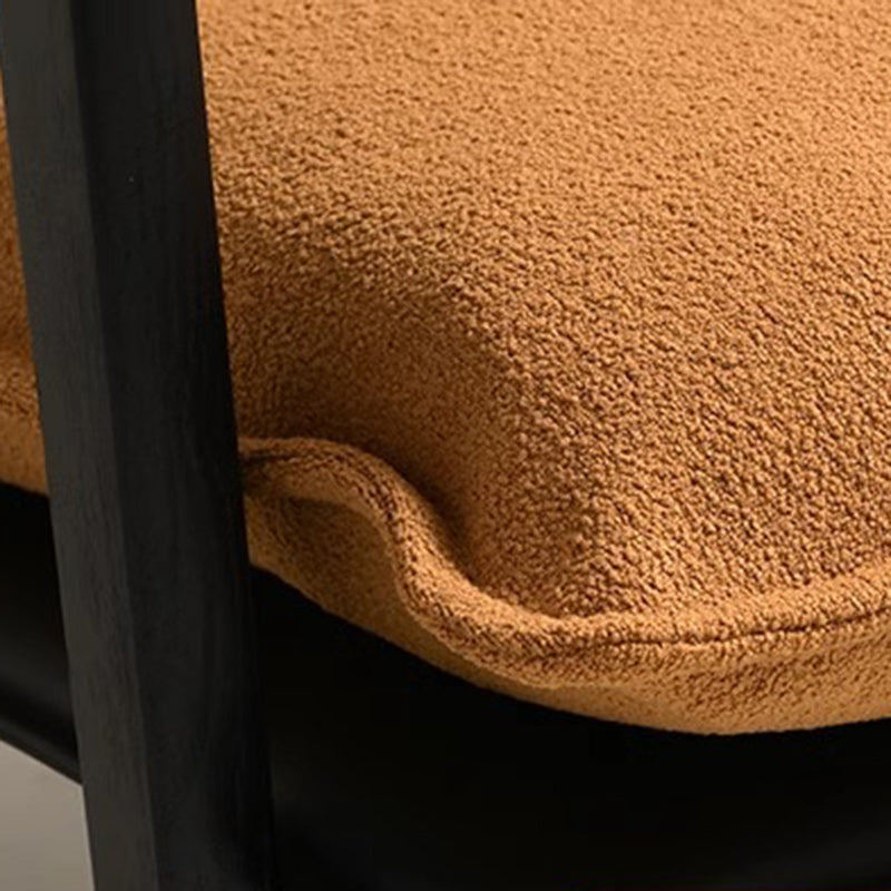 Retro Wood Lambswool Fabric Curved Accent Chair