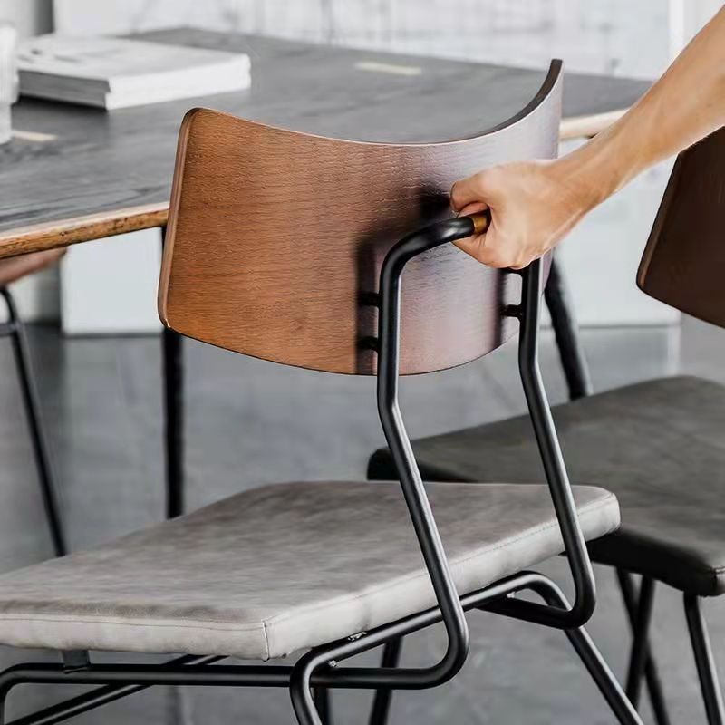 Industrial Curved PU Leather Dining Chair
