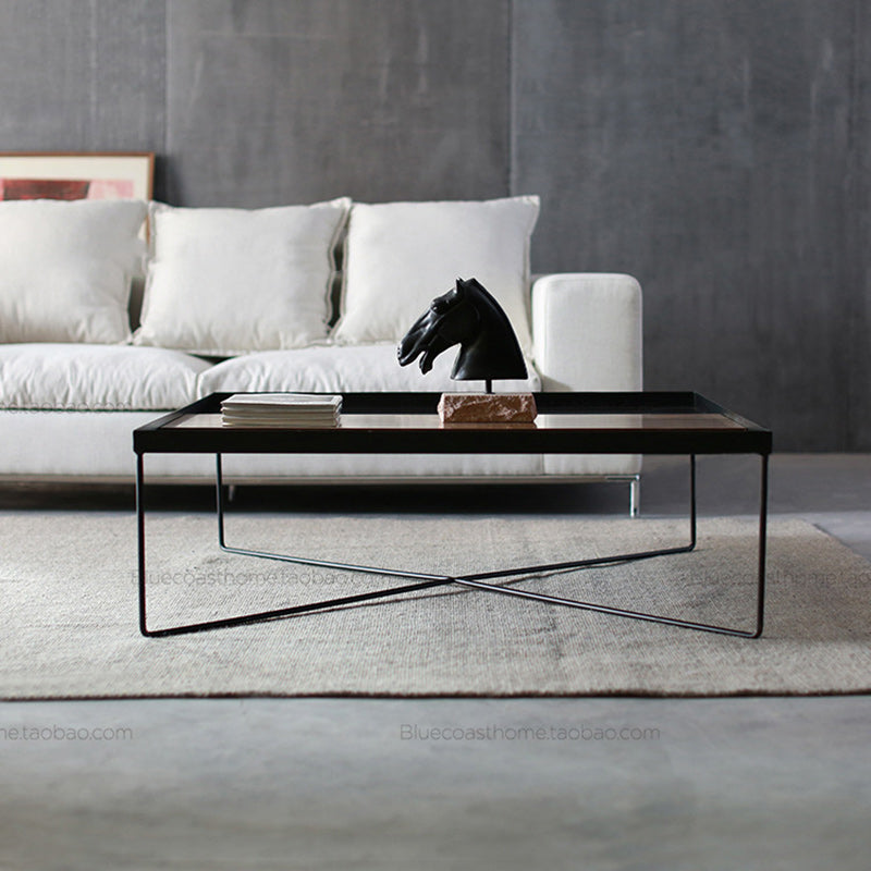 Industrial Rectangular Iron Wood Coffee Table