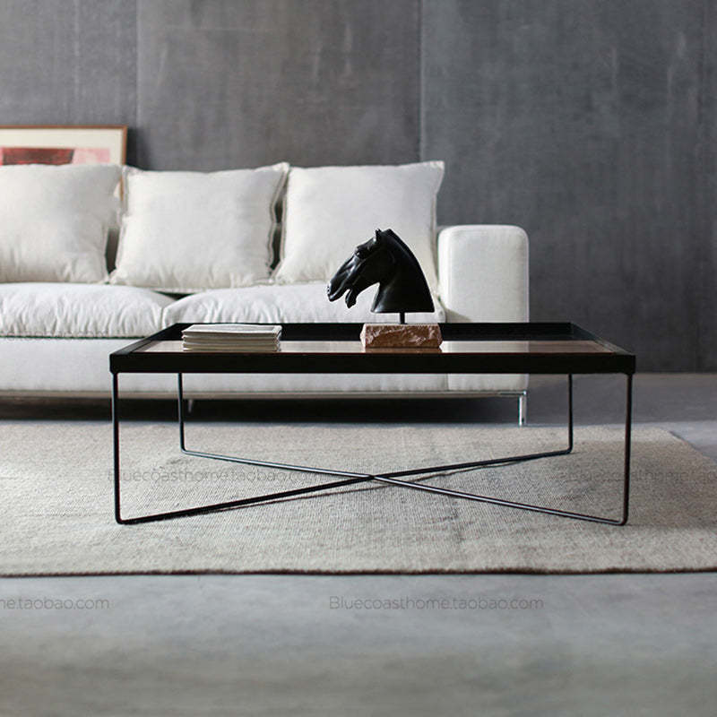 Industrial Rectangular Iron Wood Coffee Table