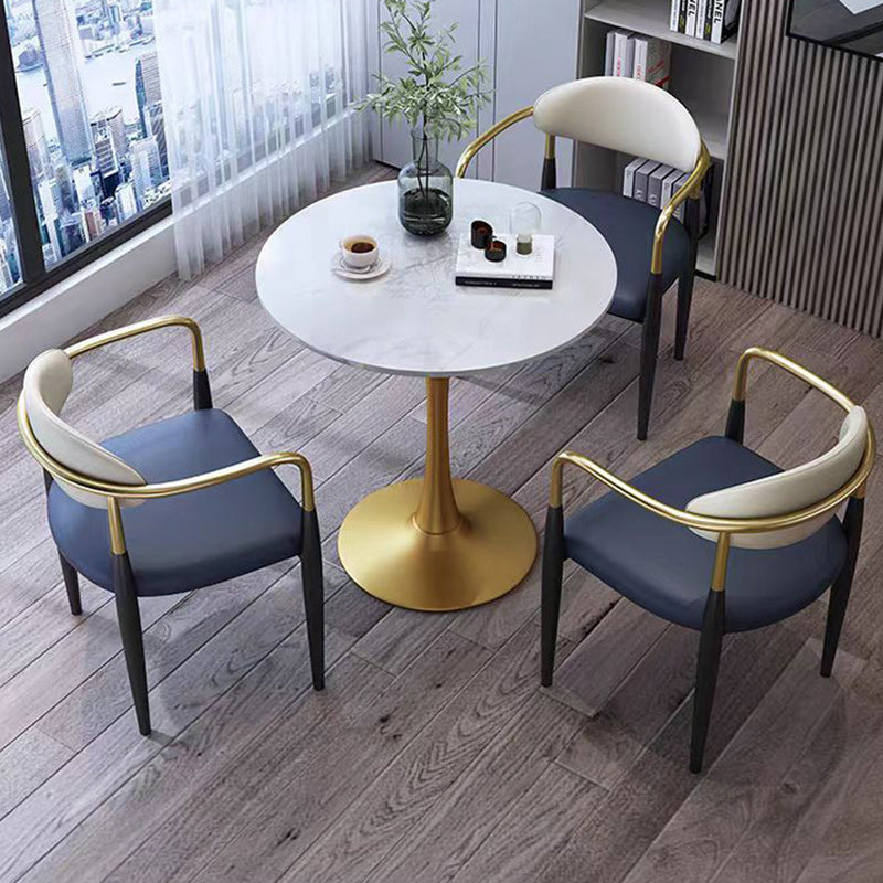 Minimalist Oval Velvet Dining Chair — White + Blue