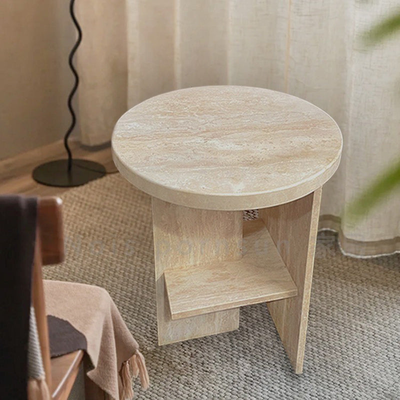 Nordic Travertine Chrysoprase Side Table
