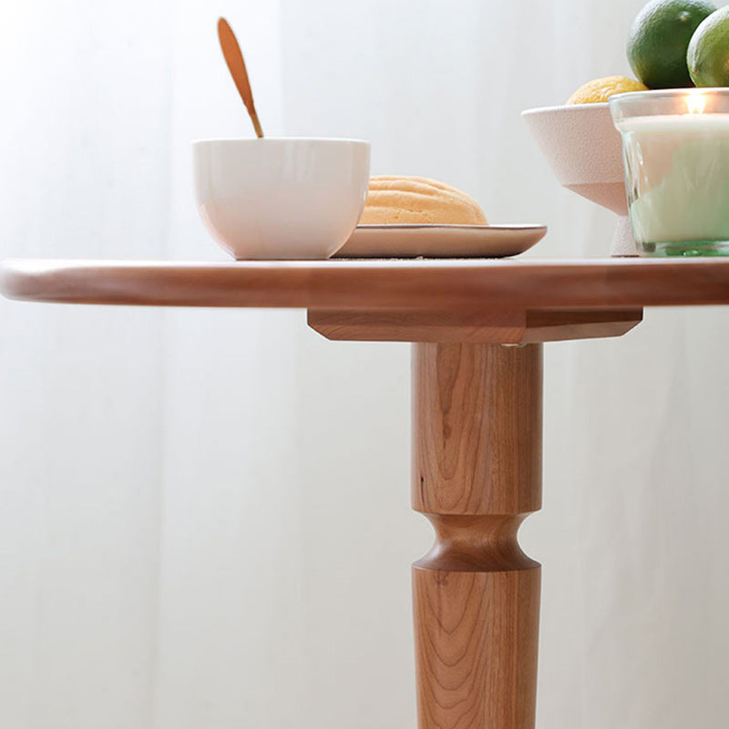Nordic Round Cherry Wood End Table