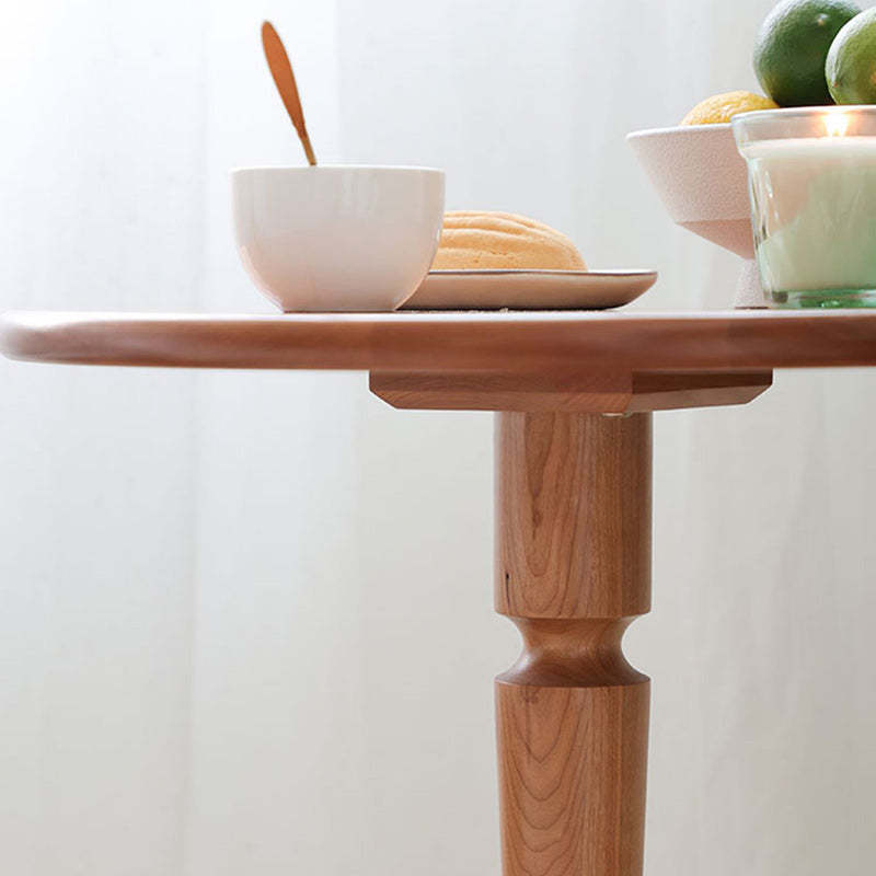 Nordic Round Cherry Wood End Table