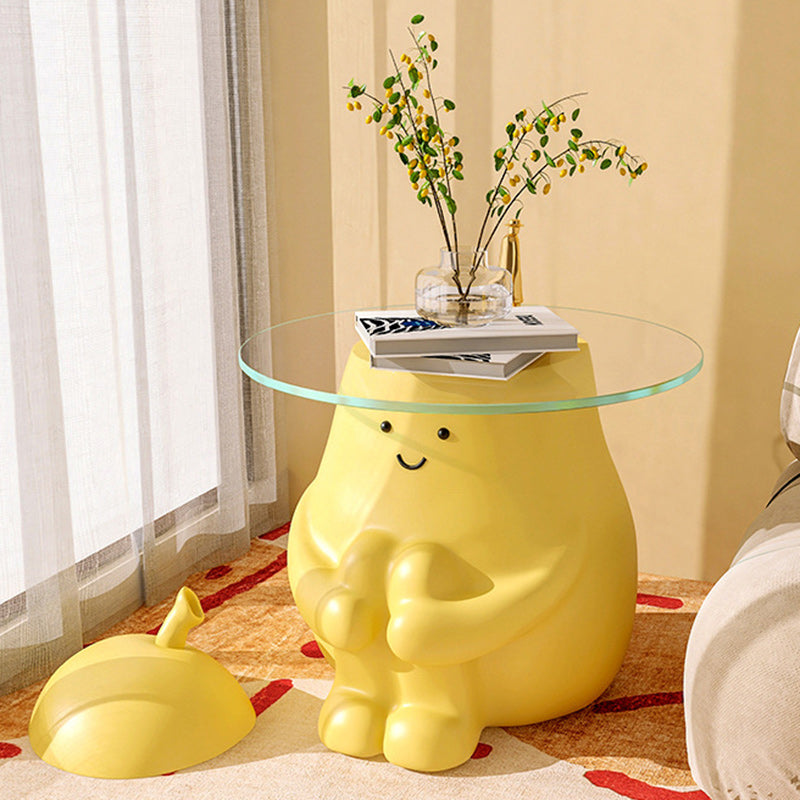 Modern Art Deco Cartoon Pear Resin Glass End Table 1-Tray