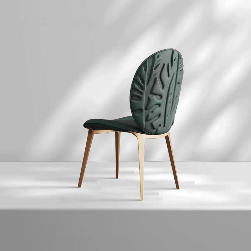 Modern Oval Microfiber Leather Steel Dining Chair