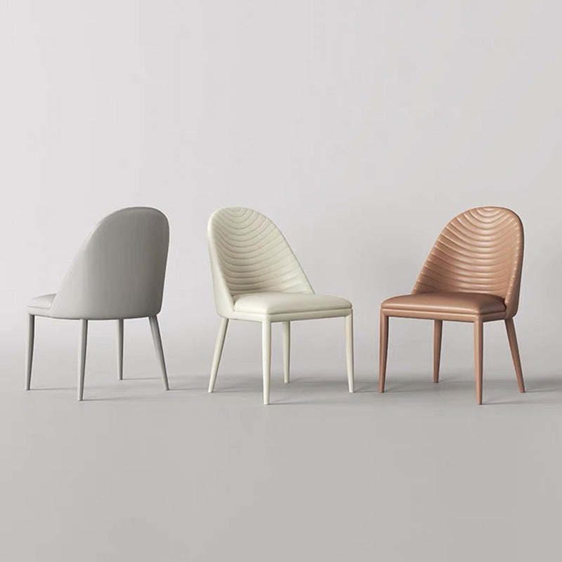 Scandinavian Leather Iron Shell Dining Chair — White