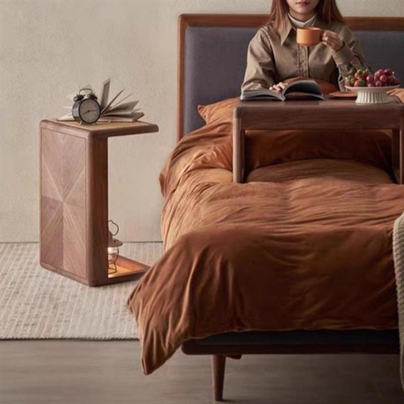 Japanese Solid Wood Steel End Table