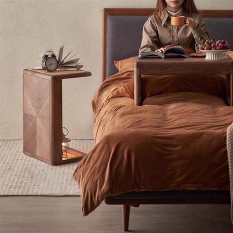 Japanese Solid Wood Steel End Table