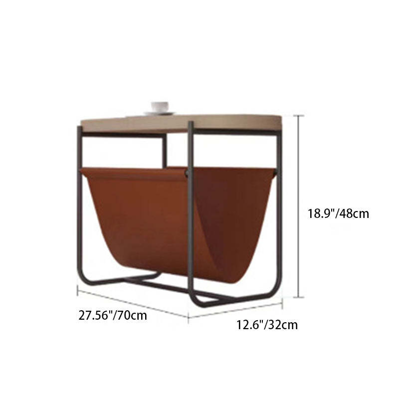 Oval Iron Leather Side Table