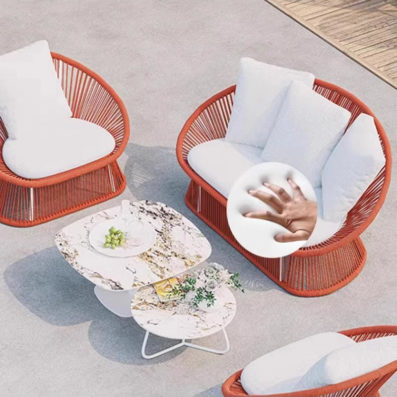 Boho Waterproof Rattan Rope Round Outdoor Side Table — Round Coffee Table