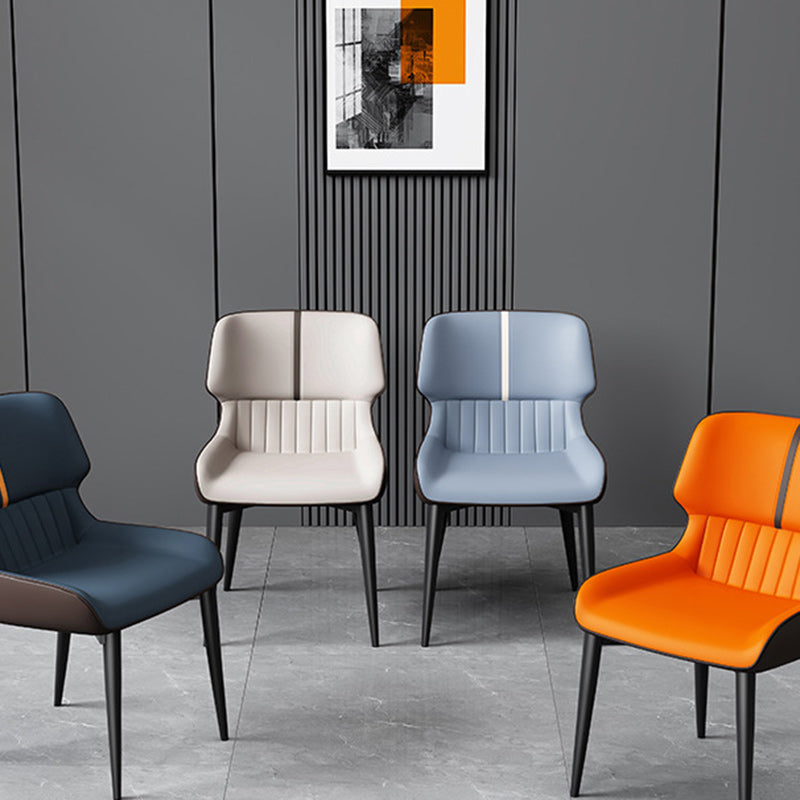 Nordic Leather Carbon Steel Curved Dining Chair