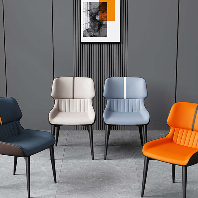 Nordic Leather Carbon Steel Curved Dining Chair