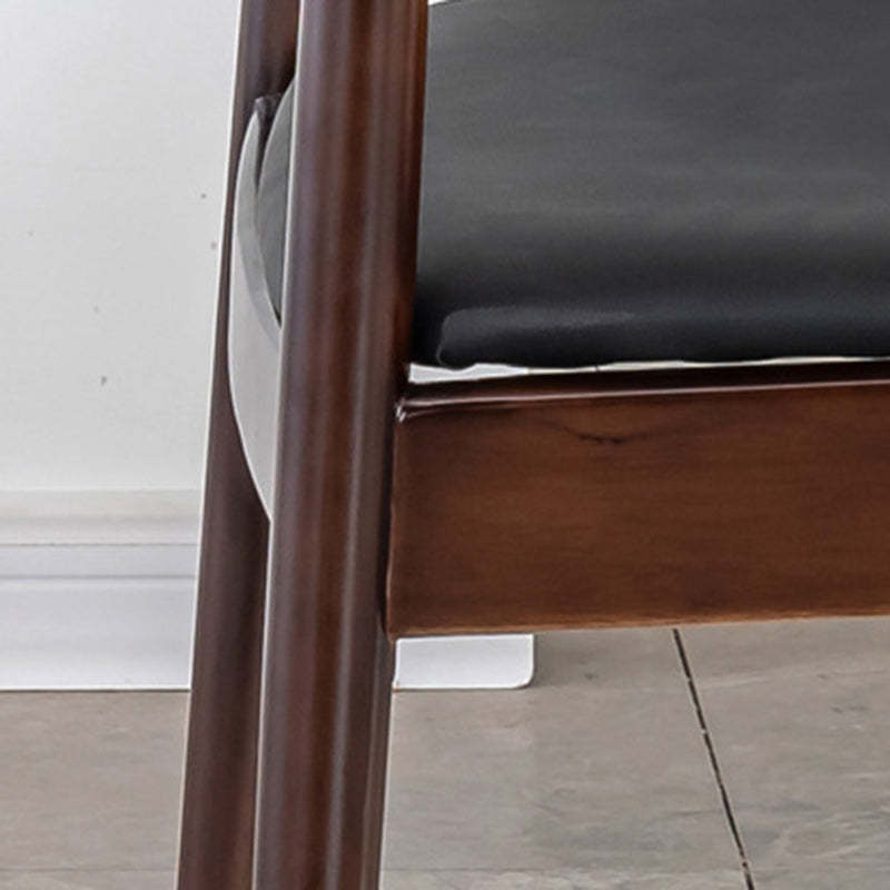 Vintage Leather Wood Upholstered Armchair