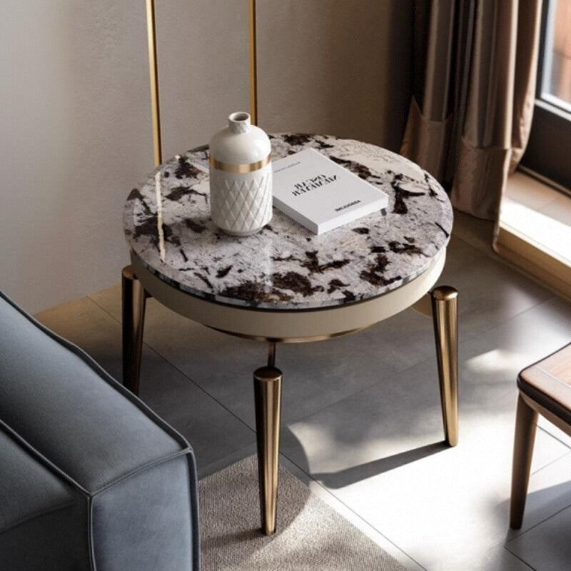 Contemporary Luxury Marble Steel End Table
