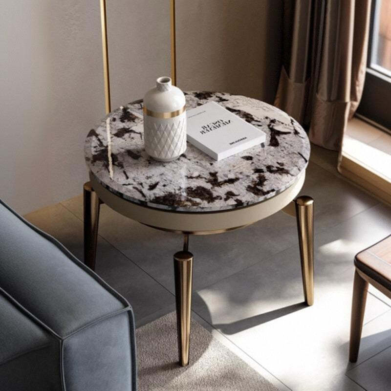 Contemporary Luxury Marble Steel End Table