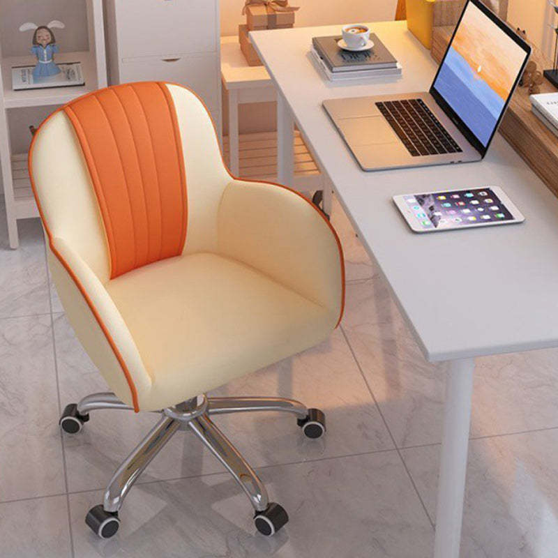 Scandinavian Curved PU Leather Steel Desk Chair