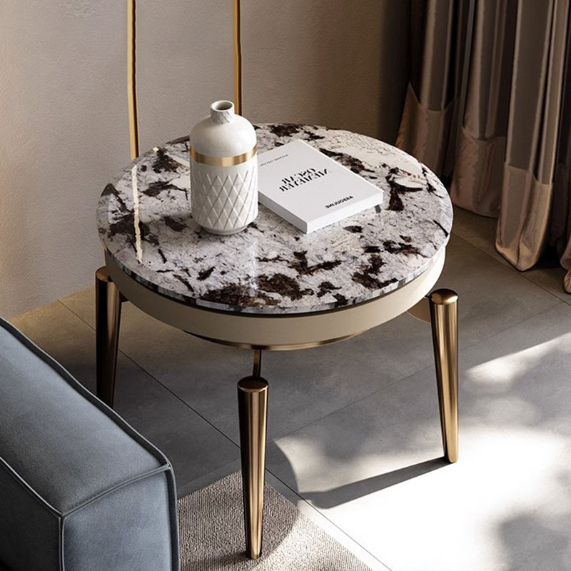 Contemporary Luxury Marble Steel End Table