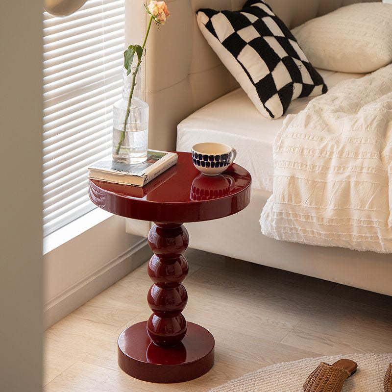 Retro Round Gourd Solid Wood Coffee Table — Red