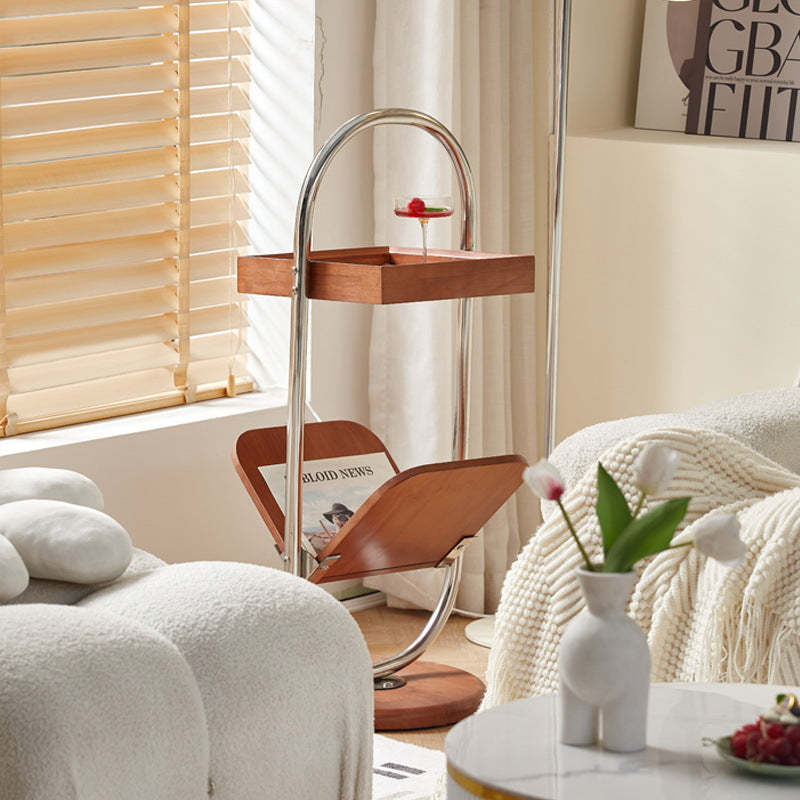 Vintage Wood Stainless Steel Side Table