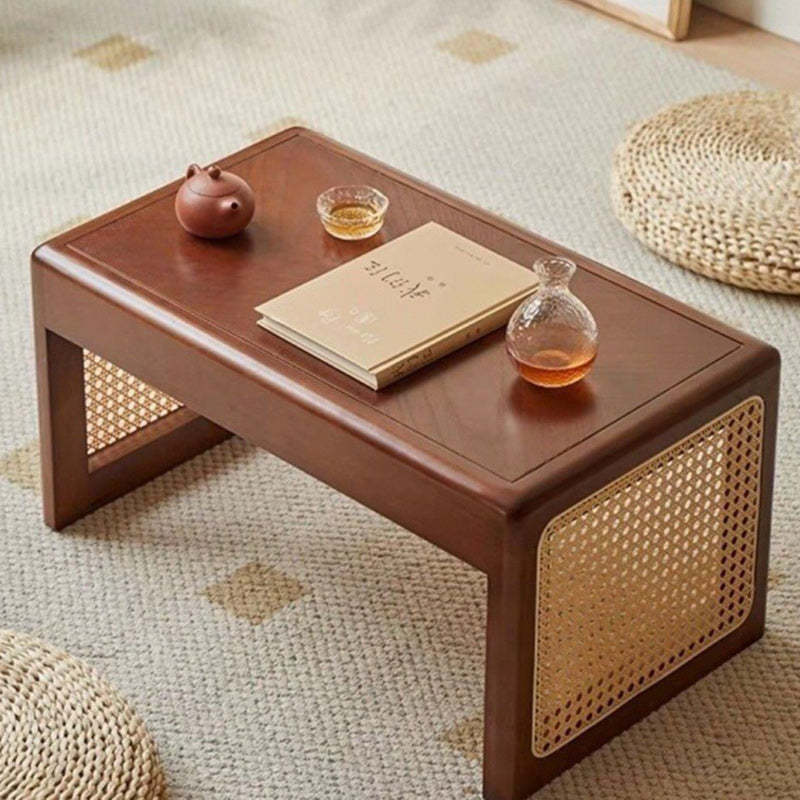 Japanese Solid Wood Steel End Table — A / Cherry Color