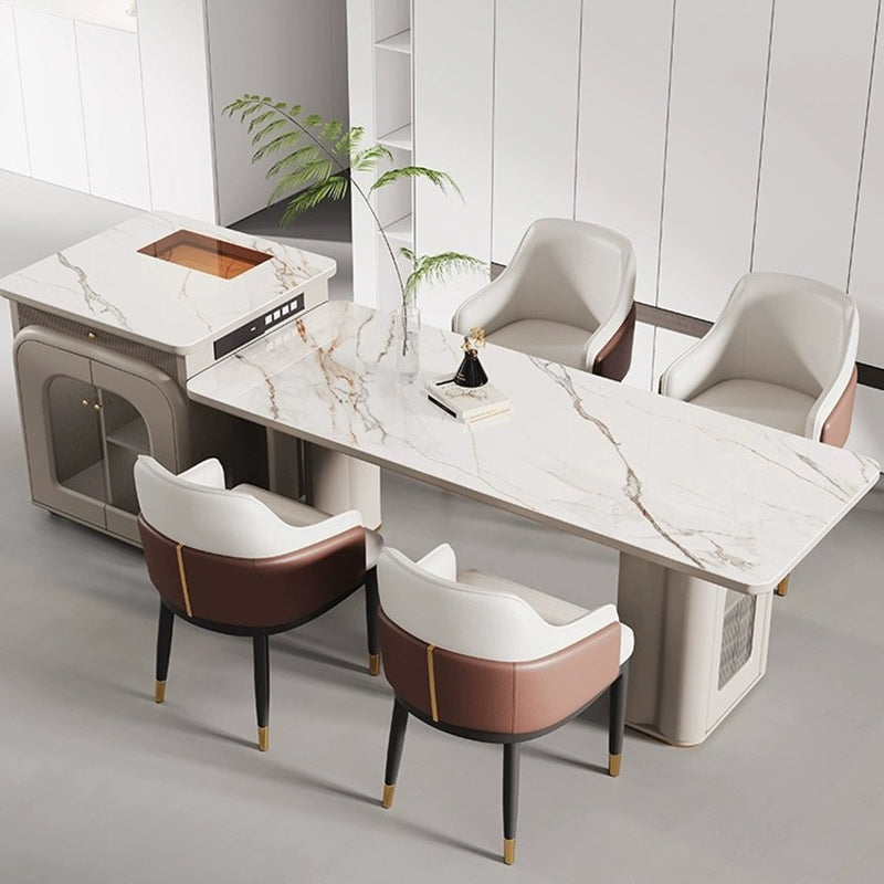 Modern Bent Leather Metal Dining Chair — Dark Gray