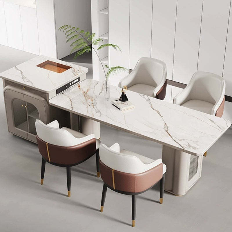 Modern Bent Leather Metal Dining Chair — Dark Gray