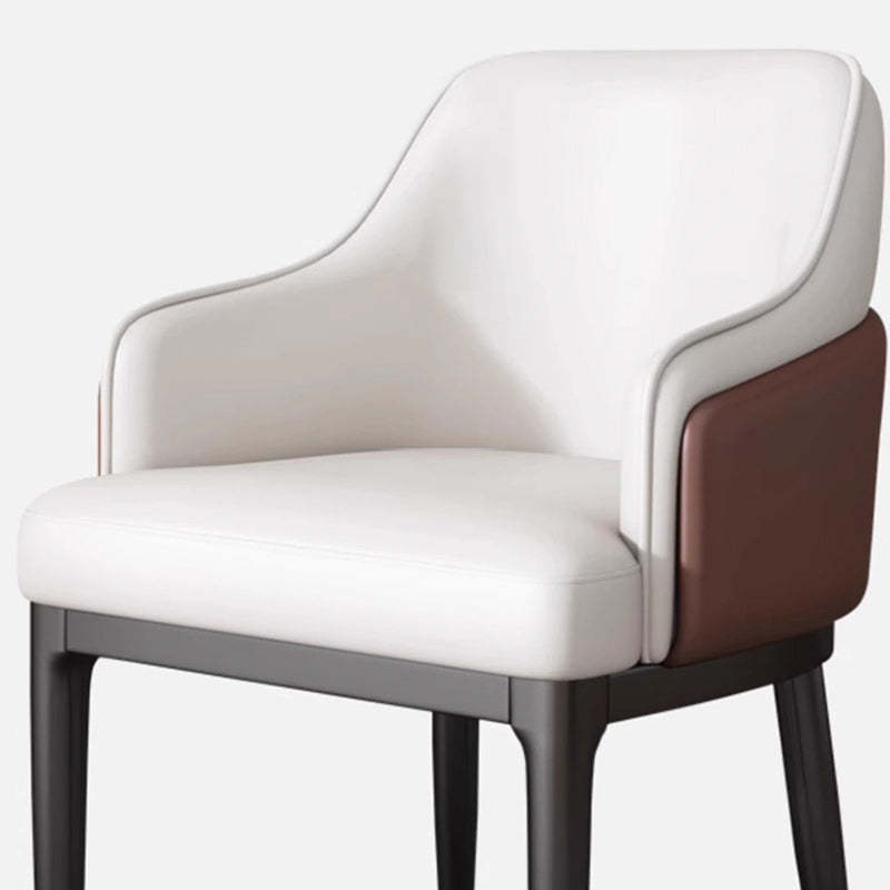Modern Bent Leather Metal Dining Chair