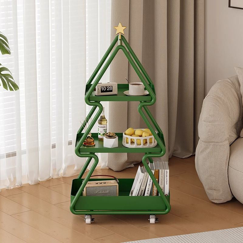 Modern Art Deco Christmas Tree Glass Side Table 3-Tier