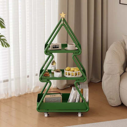 Modern Art Deco Christmas Tree Glass Side Table 3-Tier