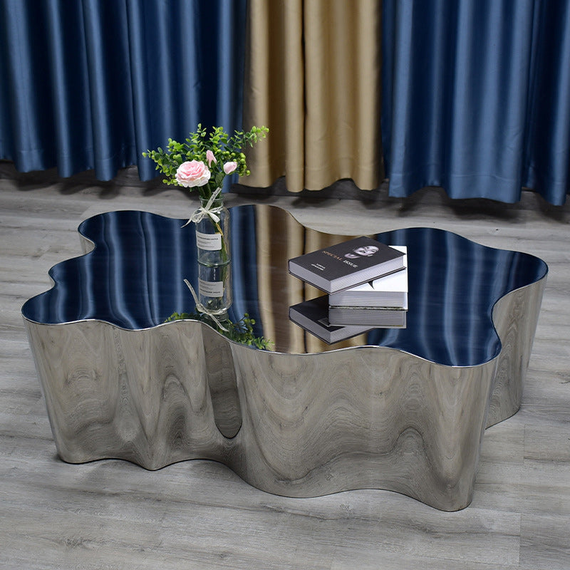 Modern Art Deco Cloud Oval Steel Metal End Table
