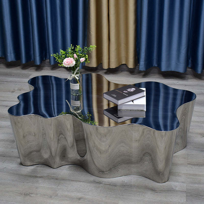 Modern Art Deco Cloud Oval Steel Metal End Table