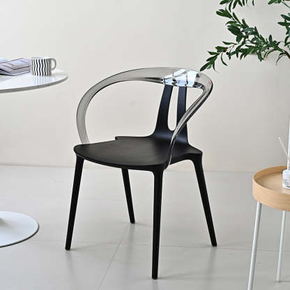 Minimalist Curve Frame Plastic Dining Armchair