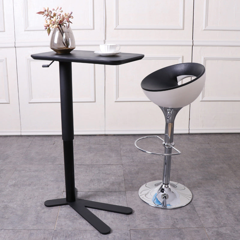 Modern Round Iron Swivel Bar Stool — Black & White