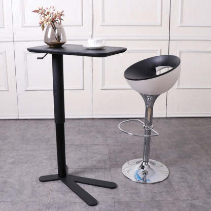 Modern Round Iron Swivel Bar Stool — Black & White