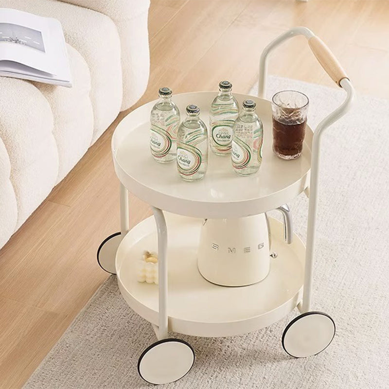 Minimalist Round Acrylic Steel 2-Tier End Table — Orange