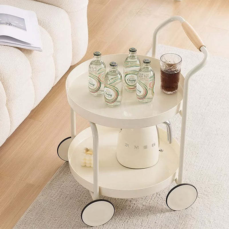 Minimalist Round Acrylic Steel 2-Tier End Table — Orange