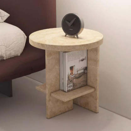 Nordic Travertine Chrysoprase Side Table — Travertine